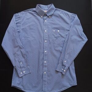 Wrangler 20X Button Down Shirt Mens Large Blue Pink Geometric MJ2615M
